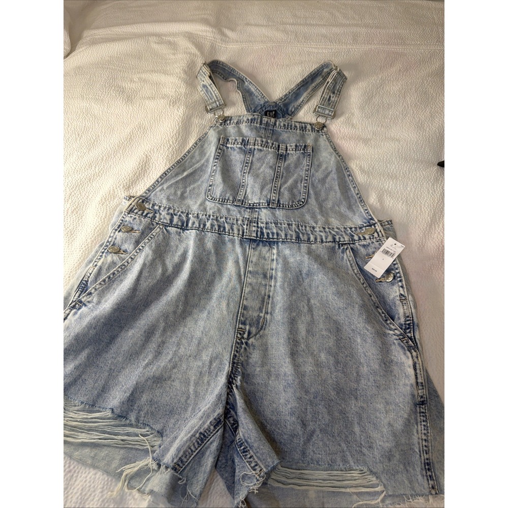 GAP NWT Denim Shortall Overalls with Washwell - Light Wash - Size L